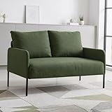 chairus 2 Seater Sofa for Living Room Longue Linen Loveseat Couch Small Upholstered Sofa Settee with Metal Legs (Green)