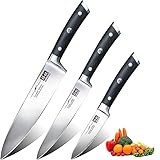 SHAN ZU Kitchen Knives Sets 3pcs with German Stainless Steel Professional Japanese Knives Set, Ultra Sharp Chef Knife Set Including Chef's Knife 20cm Kitchen Knife 15cm Paring Knife 9.5cm