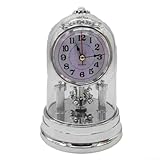 Nostalgic European Style Desk Clock with Decorative Features Including a Stylish Pendulum (Silver)
