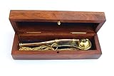 Nautical Solid Brass & Copper Boatswain 5" Whistle Chain with Rosewood Box a
