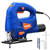 SORAKO 600W Corded Jigsaw for Wood & Metal | 800-3000SPM Electric Jigsaw with 6 Speeds + 3 Orbital Settings | 45° Bevel Cutting, 60mm Wood Cutting Depth