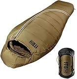 Mummy Sleeping Bag, Ultralight 4‑Season Sleeping Bag for for Adults, Military, Lightweight & Windproof, Cold Weather with Adjustable Hood, Phone Pocket for Camping, Hiking, Traveling (Coyote Brown)