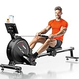 RIKSION Rowing Machine Magnetic Foldable, Fitness Exerciser Indoor Equipment for Home Gym Use, Cardio Training Machine,350LB Capacity with LCD Monitor