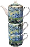 The Leonardo Collection Claude Monet Waterlilies Tea for Two | Ceramic Teapot and Cup Set | Beautiful Gift for Home and Office | Stylish Printed Teapot