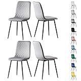 mcc direct Set of 4 Designer Velvet Fabric Dining Chairs Metal Legs Lexi Chairs (Light Gray)