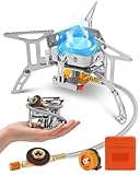 Portable Camping Gas Stove, Windproof 3500W Burner with Piezo Ignition, Adapters and Converters for BBQs, Cooking, Fishing, Hiking, and Picnics.