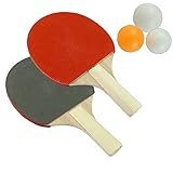 Value 4 Money Table Tennis Set - 2 Player, 2 Rackets (Black/Red), 3 Balls (Orange/White), Wooden Handles, Ideal for Indoor/Outdoor Use