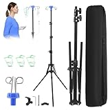 IV Drip Infusion Stand, Retractable Intravenous Drip Bag Stand, Collapsible IV Tripod Pole Bottle Stand with 4 Hooks & 3 Net Bags, Portable Mobile IV Pole for Home Hospital Clinic(157cm(62in))