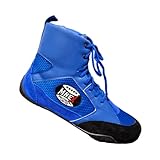 MNEX PRO FIGHTING LIMITED Suede Leather Wrestling Shoes - Ultimate Traction Lightweight Boxing MMA Shoes Men for Powerlifting & Crossfit | Comfortable Unisex Gym Boots with Rubber Sole | Blue Sizes 9