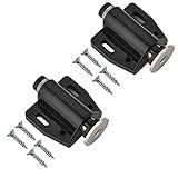 TERF® Push to Open Door Catch Black Single Magnetic Pressure Touch Release Catches Latch for Open and Close The Door with a Single Push including Fixing Screw - Pack of 2