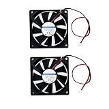 JZK 2pcs 80x80x15 mm 2pin DC 12V mini silent cooling fan with wires, 8015 small cooling fan 80mm, 8cm 12V brushless DC fan, 3D printer fan with cable and connector