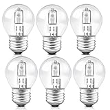 G45 E27 Golf Ball Bulb 28W Dimmable, Warm White 2700K 370LM, AC 220-240V, ES Large Edison Screw Mini Globe Light Bulbs, E27 Classic Clear Round Bulb for Chandelier, Wall Lamps, Table Lamp, Pack of 6