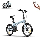 ADO Air 20 Folding E-Bike, Ultra Light Weight 17.5 KG Electric Bike, 20" Electric Bicycle for Adults, with Carbon Belt/LCD Display/Torque Sensor/Hydraulic Disc Brakes/APP Intelligent