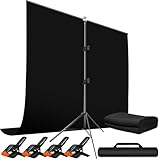 Heysliy Black Screen Blackground with Stand 2x2M/6.5x6.5Ft,1.5 x2M BlackScreen Photography Backdrop Kit for Gaming,Photo Studio,Stream,Chroma Key