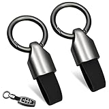 Wjelet 2 Pcs Leather Keyring, Car Keyring for Peugeot, Nissan, Volvo, Black