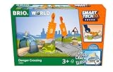 BRIO World Smart Tech Sound Danger Crossing for Kids Age 3 Years Up - Wooden Railway Expansions and Accessories