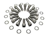 Z Whip SBF BBF Stainless-Steel Exhaust Header Bolt Kit 1” 3/8-16 Bolts and Washers Compatible with Ford Small & Big Block V8 Engines 260 289 302 351W 351C 352 390 428 429 460 FE 5.0L Mustang