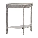 Premier Housewares Heritage Winter Melody Half Moon Console Table, Wood, Natural/Washed Oak