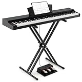 COSTWAY 88 Key Digital Piano, Full Size Semi-weighted Electric Keyboard with Adjustable Stand, Triple Pedals, Dual Speakers, for Beginners, Kids, Adults (Black)