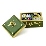 MyTinyWorld Dolls House Miniature Sewing Kit - Complete Kit in Wooden Box - 1:12th Scale - Includes Fabric, Tape Measure, Needles - For Kids