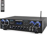 Pyle Bluetooth Amplifier, 4 Channel 800W Home Stereo Hi-Fi Receiver with MP3, Reverb Delay, Wireless Audio Amp for Karaoke Machine, Singing, Teachers, and Bluetooth Microphone Use