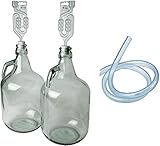 Pack of Two 5L Demijohn with Syphon Tube, Bung and Airlock for Wine Making/Cider/Storage