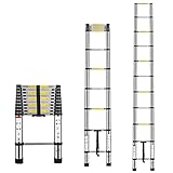 Multibao Telescopic Loft Ladder 3.2m/10.5ft Aluminum Telescoping Ladder Lightweight Portable Extendable Extension Step Attic Ladder for Multipurpose, 150kg Capacity 11 Steps