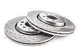 Drilling Grooves GT Sport Brake Disc Rotors Compatible With HONDA FR-V BE MINIVAN 2004 2005 2006 2007 2008 2009-0827GV - Front - ventilated - Holes 5 - Diameter 282X23