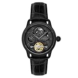 Thomas Earnhshaw Men's Longitude Shadow Automatic Watch with Grey Dial Skeleton Display and Black Leather Strap ES-8063-03