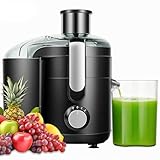 Juicer Machine, Electric Centrifugal Juicer with Titanium Enhanced Cut Disc, Dual Speeds with 2.5" Feed Chute, for Fruits and Veggies, Anti-Drip, Includes Cleaning Brush, BPA-Free Black