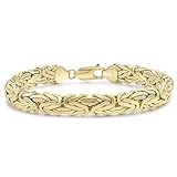 CARISSIMA Women's 9ct Yellow Gold Domed Byzantine Chain Bracelet - 18cm/7'