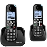Amplicomms BigTel 1502 Cordless Big Button Phone for Elderly with Additional Handset - Loud Phones for Hard of Hearing - Hearing Aid Compatible Phones - Phones for Seniors