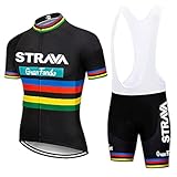 X-CQREG Cycling Jersey Men Set Bib Shorts Set Summer Mountain Bike Bicycle Suit Anti-UV Bicycle Team Racing Uniform Clothes (Black,Large)…