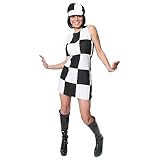 Ladies 60s Dress - Medium - Black & White Checkered Mod Dress - Ladies 1960s Fancy Dress Costume