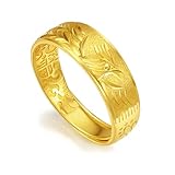 ZHOU LIU FU 24CT Solid Gold Rings Phoenix Rings Fashion Jewelry Wedding Engagement Adjustable Rings for Women Lover Anniversary(Size 12) A027943
