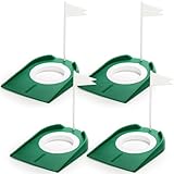 Jucoan 4 Pack Golf Putting Cup and Flag Plastic Golf Training Putters Equipment Golf Hole Training Aids Gifts for Men Woman Indoor Outdoor Backyard