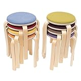 banborba Bar Stools Set of 8, Stackable Wooden Stools with Round Top and Non-Slip Foot Pads, Portable School Stool, Modern Backless Chairs for Dining Room, Kitchen, Classroom, 31 x 31 x 43cm