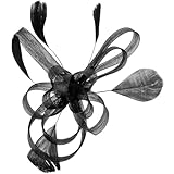 Women's Fascinator Hat Flower with Headband Clip, Ladies Flower Feather Fascinators,Feather Flapper Bridal Headdress Headpieces Hair Accessories for Cocktail Tea Party Weddings Races Ascot(Black)