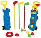 Kids Toy Golf Caddy Set with 3 Plastic Clubs, 3 Balls, Wheeled Trolley & Hole – Outdoor Garden Sports Toy for Children Aged 3+, Lightweight Portable Junior Golf Set – Summer Fun Game Golf Set for Kids