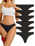 ANSUKOO Seamless Thongs for Women Underwear,No Show Ladies Workout Knickers,No Line Breathable Comfortable Sport Panties,Multipack Invisible Undies for Women,6-Pack Black