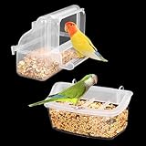 2 Pack Plastic Bird Cage Feeder Hanging Feeder for Parrots Small Birds Parrot Cockatiels Pigeon Canaries (Clear)