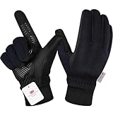 Winter Gloves for Men Women,-10°F 3M Thinsulate Thermal Coldproof Touchscreen Warm Gloves,Anti-Slip Road Bike Cycling Gloves for Skiing Biking Running Hiking Driving-Black-S
