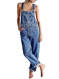 YILEEGOO Denim Jumpsuits for Women Straight Leg Stretch Jeans Dungarees Bib Overalls Regular Fit with Adjustable Straps (Blue, L)