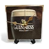 Handmade Laminated Guinness Beer Mat Desktop Clock, Novelty Design for Man Cave, Home Bar (Guinness - Draught)