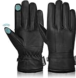 Hand Fellow Men’s Winter Leather Gloves Soft Nappa Sheepskin Warm Fleece Lining Thinsulate Gloves (Classic, XL)