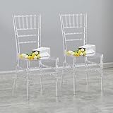 BOOSDEN Clear Chiavari Chairs 2 Pack, Transparent Acrylic Plastic Chair, Accent Armless Dining Chairs, Sturdy Chiavari Chair for Kitchen, Party, Event, Wedding, Banquet, Rental Business