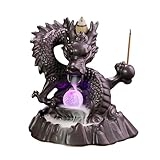 Wuudi Dragon Incense Waterfall Burner, Ceramic Smoke Backflow Incense Holder with Colour Changing Crystal Ball, Incense Cones and Incense Sticks for Home Fragrance Decoration Ornament