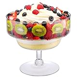 NiHome 110OZ/3.25L Large Clear Glass Trifle Bowl for Layered Desserts, Jellies, Salads, Cold Dishes, Fruit Bowls, Martini-Inspired Design Decorative Centerpiece Large Dessert Bowl