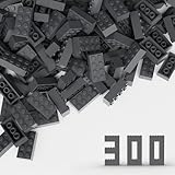 TTEHGB TOY Classic Bulk Brick Block 2x4, 300 Piece Building Brick Dark Grey, Compatible with Lego Parts and Pieces 3001(Colour:Dark Grey)