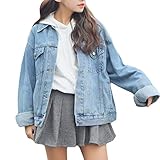 Beskie Oversized Denim Jacket for Women Grils Long Sleeve Boyfriend Jean Jackets Loose Coat